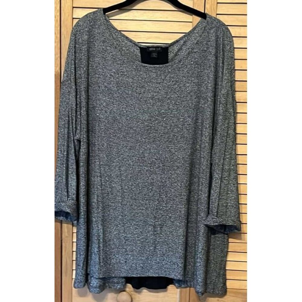 EUC J Jill Top in Heathered Black (Gray) with Black insert in the back. XLP/CHAR